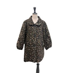 Anthropologie Hazel Women's Leopard Print 3/4 Sleeve Coat Black Brown Sz XL NWOT